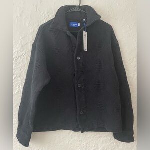 Jack & Jones JORGREENPOINT Jacquard Black Cardigan Sweater, Button Up, Collared